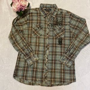 CARBON BLACK Size XXL Long Sleeve Button Down Shirt